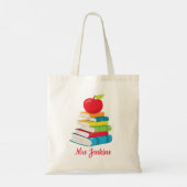 Gepersonaliseerde naam leraar boeken Apple School Tote Bag (Achterkant)