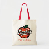 Gepersonaliseerde naam leraar Red Apple Tote Bag (Voorkant)