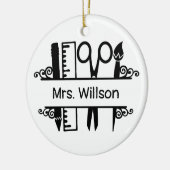 Gepersonaliseerde naam leraar schoolbenodigdheden keramisch ornament (Links)