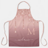 Gepersonaliseerde Naam Letter Roos Gouden Glitter  Schort (Voorkant)