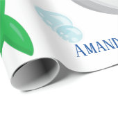 Gepersonaliseerde naam Leuke kleine haaien Cadeaupapier (Rol Hoek)