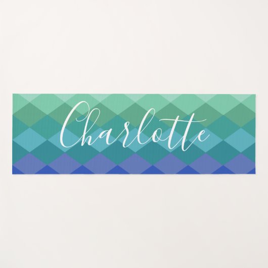 Gepersonaliseerde naam Levendig Blauw Groen Kalm Z Yogamat (Voorkant (horizontaal))