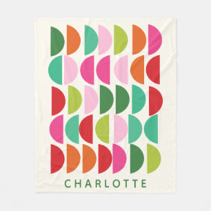 Gepersonaliseerde naam Levendig Speels Geometrisch Fleece Deken