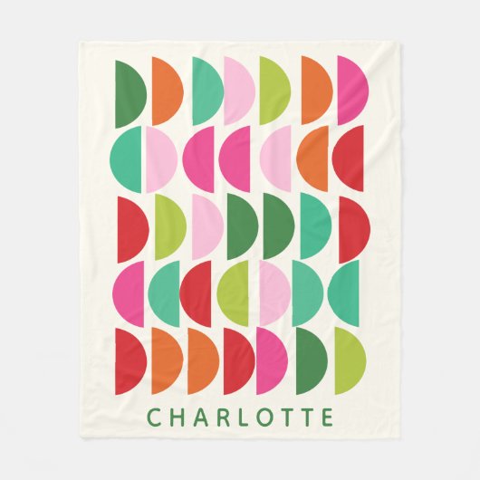 Gepersonaliseerde naam Levendig Speels Geometrisch Fleece Deken (Voorkant)