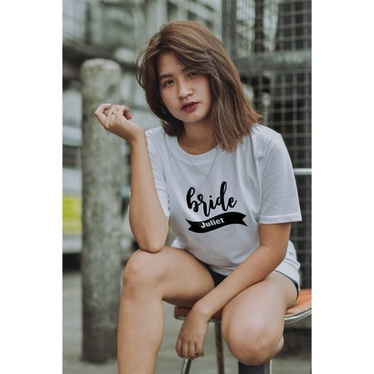 Gepersonaliseerde naam Lint Moderne Manuscript Bri T-shirt