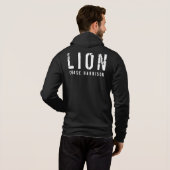 Gepersonaliseerde naam Lion Black & White Zip Hoodie (Achterkant volledig)