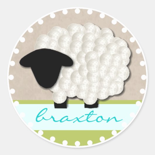 Gepersonaliseerde naam Little Lamb Stickers (Rond) (Voorkant)