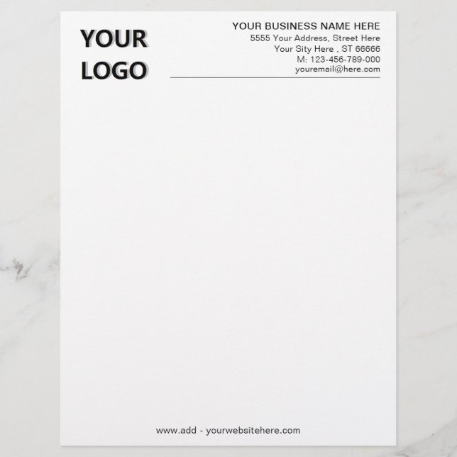 Gepersonaliseerde naam Logo Adres Info Letterhead Briefhoofd (Voorkant)