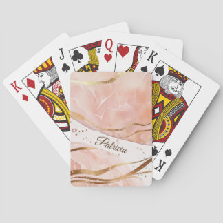 Gepersonaliseerde naam Luxe Marmeren Roos Pokerkaarten