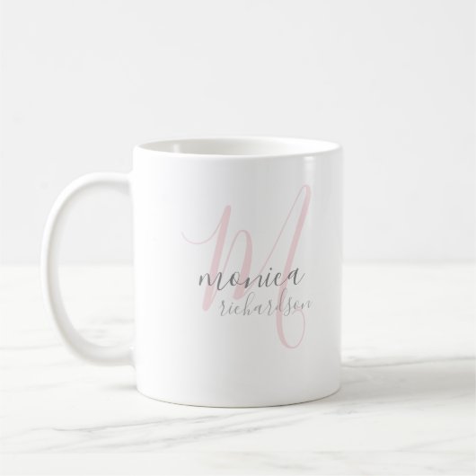 gepersonaliseerde naam . M monogram wit Koffiemok (Links)