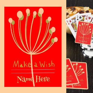Gepersonaliseerde naam, Magische 8-disteltak, Rode Pokerkaarten