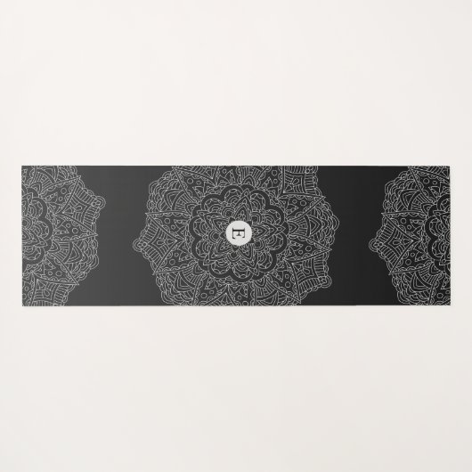 Gepersonaliseerde naam Mandala Modern Zwart Wit Yogamat (Achterkant (horizontaal))
