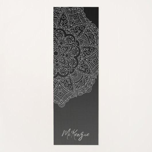 Gepersonaliseerde naam Mandala Modern Zwart Wit Yogamat (Voorkant)