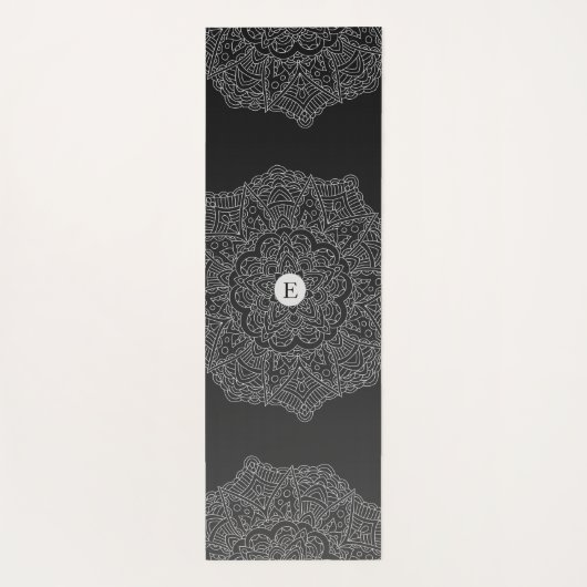 Gepersonaliseerde naam Mandala Modern Zwart Wit Yogamat (Achterkant)