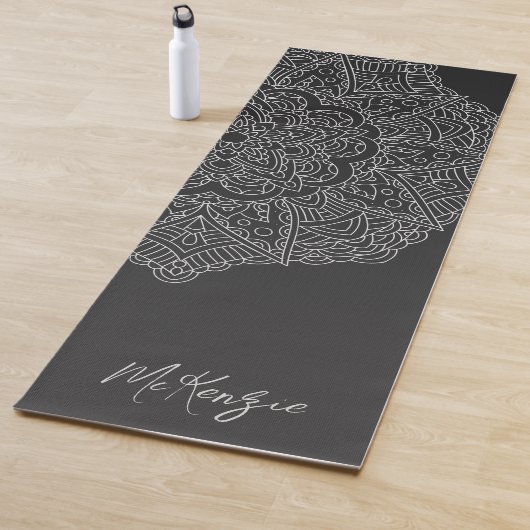 Gepersonaliseerde naam Mandala Modern Zwart Wit Yogamat (In situ)