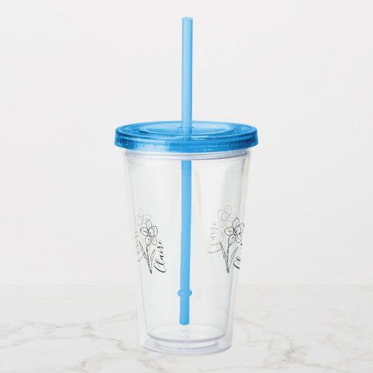 Gepersonaliseerde naam March narcis Geboorte Bloem Acryl Drinkbeker (Rechts)