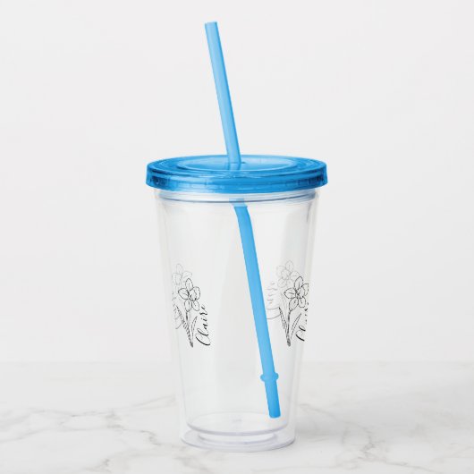 Gepersonaliseerde naam March narcis Geboorte Bloem Acryl Drinkbeker (Links)