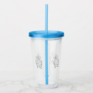 Gepersonaliseerde naam March narcis Geboorte Bloem Acryl Drinkbeker