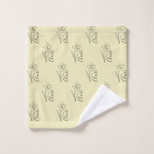 Gepersonaliseerde naam March narcis Geboorte Bloem Bad Handdoek (Wasdoekje)