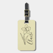 Gepersonaliseerde naam March narcis Geboorte Bloem Bagagelabel (Voorkant verticaal)