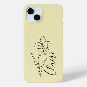 Gepersonaliseerde naam March narcis Geboorte Bloem iPhone 15 Mini Hoesje
