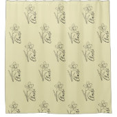 Gepersonaliseerde naam March narcis Geboorte Bloem Douchegordijn (Voorkant)