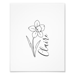 Gepersonaliseerde naam March narcis Geboorte Bloem Foto Afdruk