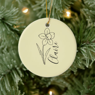 Gepersonaliseerde naam March narcis Geboorte Bloem Keramisch Ornament