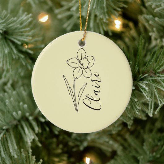 Gepersonaliseerde naam March narcis Geboorte Bloem Keramisch Ornament (Boom)