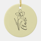 Gepersonaliseerde naam March narcis Geboorte Bloem Keramisch Ornament (Voorkant)