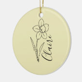 Gepersonaliseerde naam March narcis Geboorte Bloem Keramisch Ornament (Links)