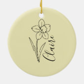 Gepersonaliseerde naam March narcis Geboorte Bloem Keramisch Ornament (Achterkant)
