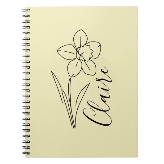 Gepersonaliseerde naam March narcis Geboorte Bloem Notitieboek (Voorkant)