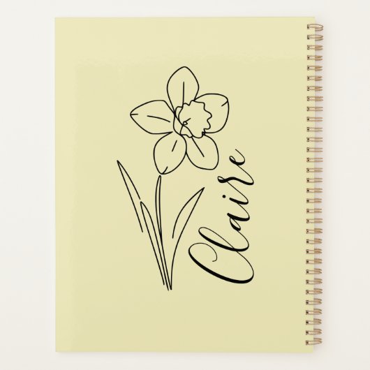 Gepersonaliseerde naam March narcis Geboorte Bloem Planner (Achterkant)