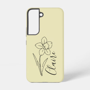 Gepersonaliseerde naam March narcis Geboorte Bloem Samsung Galaxy Hoesje
