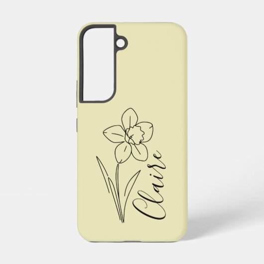 Gepersonaliseerde naam March narcis Geboorte Bloem Samsung Galaxy Hoesje (Achterkant)