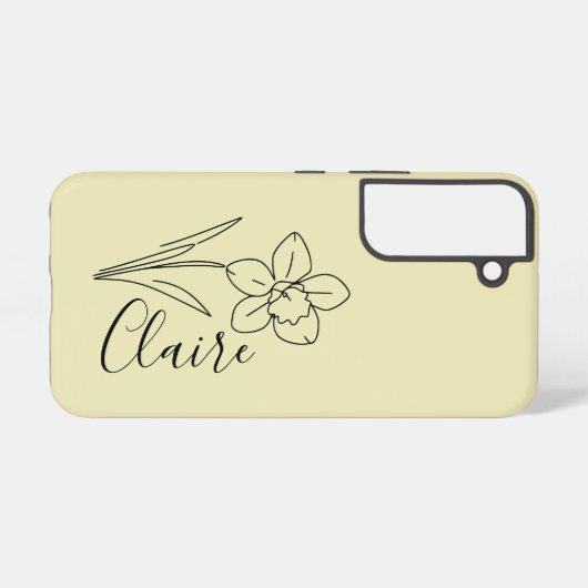 Gepersonaliseerde naam March narcis Geboorte Bloem Samsung Galaxy Hoesje (Achterkant horizontaal)