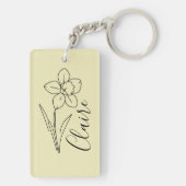 Gepersonaliseerde naam March narcis Geboorte Bloem Sleutelhanger (achterkant)