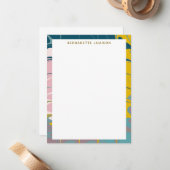 Gepersonaliseerde Naam Marmeren Grens Stationery L Notitiekaartje (Voorkant / Achterkant in situ)