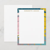 Gepersonaliseerde Naam Marmeren Grens Stationery L Notitiekaartje (Voorkant / Achterkant)
