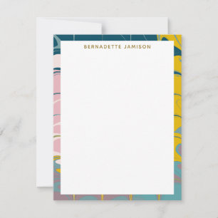Gepersonaliseerde Naam Marmeren Grens Stationery L Notitiekaartje