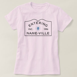 GEPERSONALISEERDE Naam Massachusetts Town Sign T-shirt