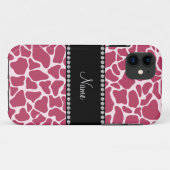 Gepersonaliseerde naam mauve giraffe patroon Case-Mate iPhone case (Achterkant (horizontaal))