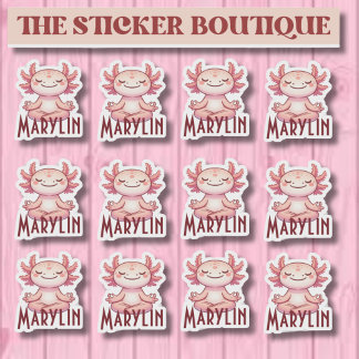 Gepersonaliseerde naam Mediteren Axolotl Sticker P
