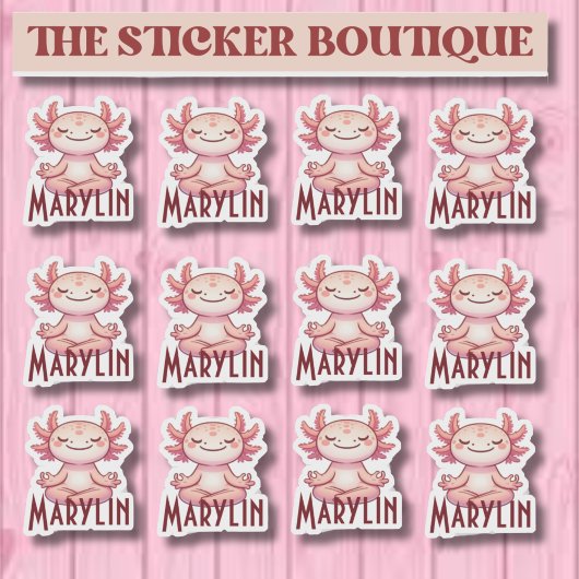 Gepersonaliseerde naam Mediteren Axolotl Sticker P