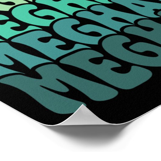 Gepersonaliseerde naam Meghan I Love Meghan Groovy Poster (Hoek)