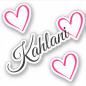 Gepersonaliseerde naam Meisje Roze Kalligrafie Har Sticker (Voorkant)