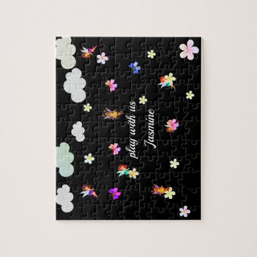 Gepersonaliseerde naam meisjes feeën legpuzzel (Verticaal)