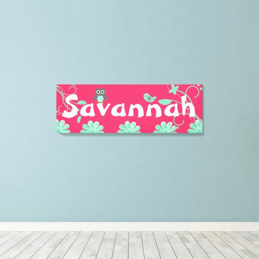 Gepersonaliseerde naam Meisjes Verpakt Canvas Hot (Insitu (Houten vloer))