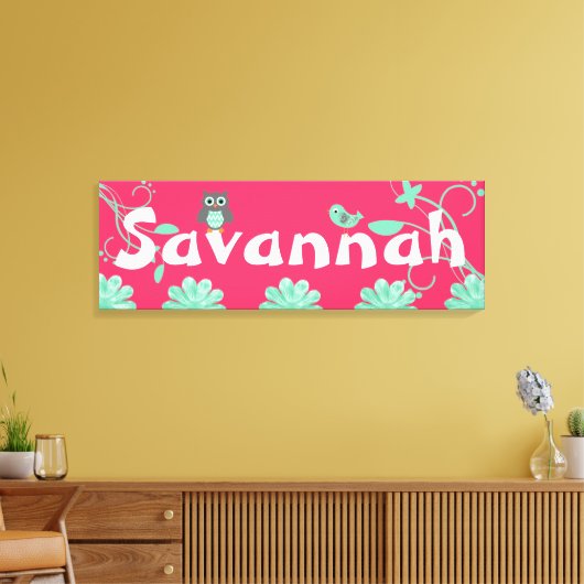 Gepersonaliseerde naam Meisjes Verpakt Canvas Hot  (Insitu (Woonkamer))